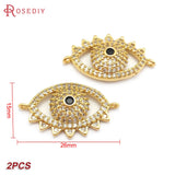 24K Brass Zircon Eyes Charms Pendants DIY Jewelry Making