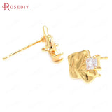 24K Brass and Zircon Stud Earrings Pins Jewelry Making Supplies