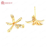 24K Brass and Zircon Stud Earrings Pins Jewelry Making Supplies