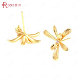 24K Brass and Zircon Stud Earrings Pins Jewelry Making Supplies