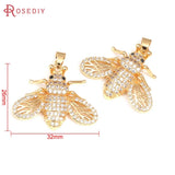 24K Brass Zircon Heart Flower Animal Necklace Charms Pendants