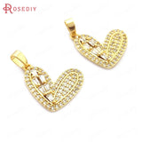 24K Brass Zircon Heart Flower Animal Necklace Charms Pendants