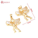 24K Brass Zircon Heart Flower Animal Necklace Charms Pendants