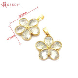 24K Brass Zircon Heart Flower Animal Necklace Charms Pendants