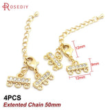 24K Brass Zircon Connect Clasps High Jewelry Making Supplies