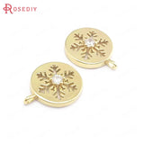 24K Brass Zircon Snowflake Charms DIY Jewelry Making Supplies