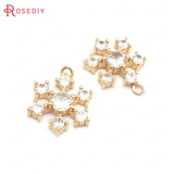 24K Brass Zircon Snowflake Charms DIY Jewelry Making Supplies
