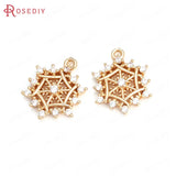 24K Brass Zircon Snowflake Charms DIY Jewelry Making Supplies