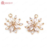 24K Brass Zircon Snowflake Charms DIY Jewelry Making Supplies