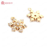 24K Brass Zircon Snowflake Charms DIY Jewelry Making Supplies