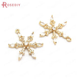 24K Brass Zircon Snowflake Charms DIY Jewelry Making Supplies