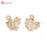 24K Brass and Zircon Tree Leaf Leaves Charms Pendants for Jewelry Making