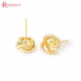 24K Brass Zircon Stud Earrings DIY Jewelry Making Supplies
