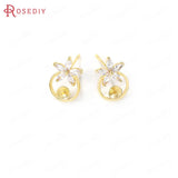24K Brass Zircon Stud Earrings DIY Jewelry Making Supplies