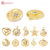 24K Brass and Zircon Charms Pendants for Jewelry Making