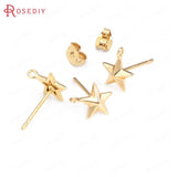 24K Brass Star Heart Round Drop Shape Stud Earrings Pin