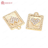 Heart Shape Brass Pendants with Zircon, DIY Jewelry Making Supplies