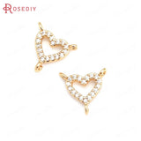 Heart Shape Brass Pendants with Zircon, DIY Jewelry Making Supplies