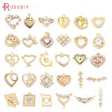 Heart Shape Brass Pendants with Zircon, DIY Jewelry Making Supplies