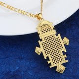 24K Cross Pendant Necklace African Ethiopian Cross Chain Jewelry
