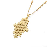 24K Cross Pendant Necklace African Ethiopian Cross Chain Jewelry