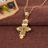 24K Ethiopian Cross Pendant Necklace African Jewelry