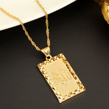 24K Islamic Allah Pendant Necklace Muslim Charms Chain Jewelry