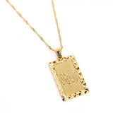 24K Islamic Allah Pendant Necklace Muslim Charms Chain Jewelry