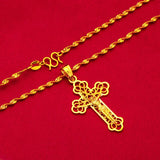 24K Cross Pendant Necklace for Men and Women