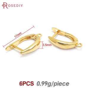 24K U Drop Earring Hooks Stud Clip Loop Clasps Jewelry Diy Findings