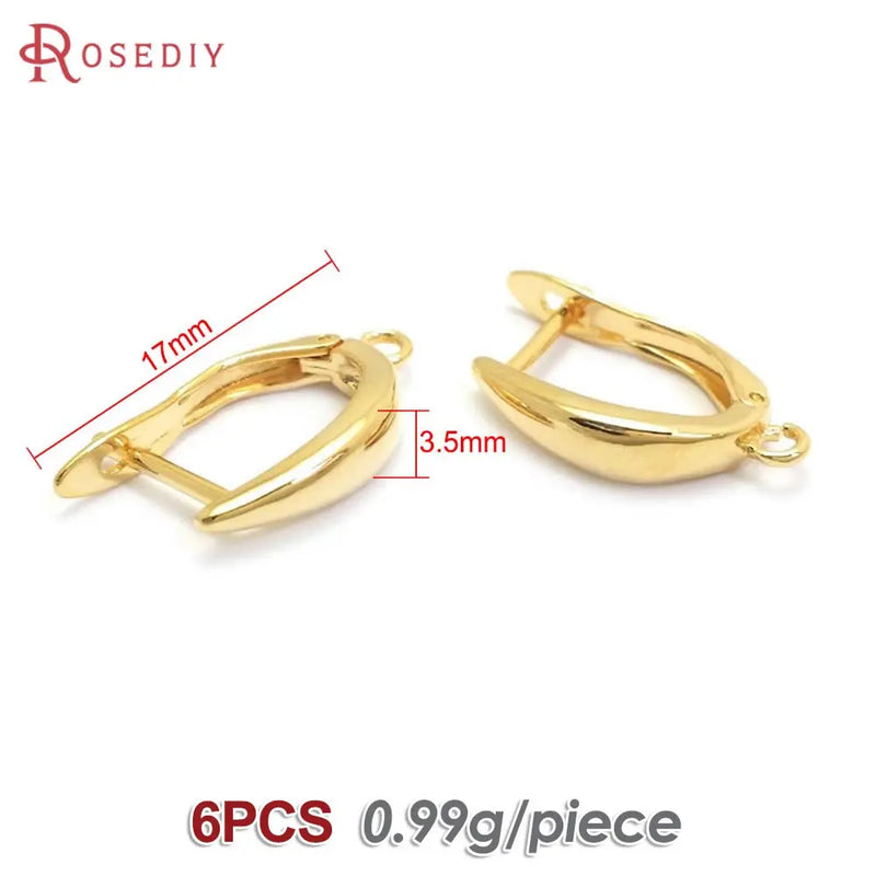 24K U Drop Earring Hooks Stud Clip Loop Clasps Jewelry Diy Findings