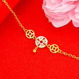 24K Plated Coin Charm Anklet for Women Girls Couples Family