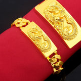 Dragon Phoenix Bracelet 24K Plated Sandblasting Watch Buckle