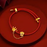 24K Plated Crown Bracelet Couples Lover Bangle Jewelry