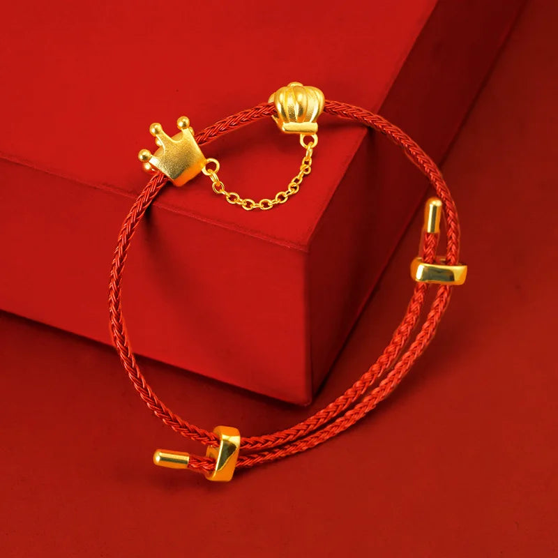 24K Plated Crown Bracelet Couples Lover Bangle Jewelry