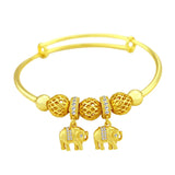 24K Plated Zircon Elephant Beaded Bangle Wedding Jewelry
