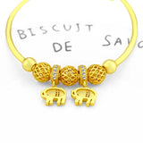 24K Plated Zircon Elephant Beaded Bangle Wedding Jewelry