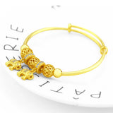 24K Plated Zircon Elephant Beaded Bangle Wedding Jewelry