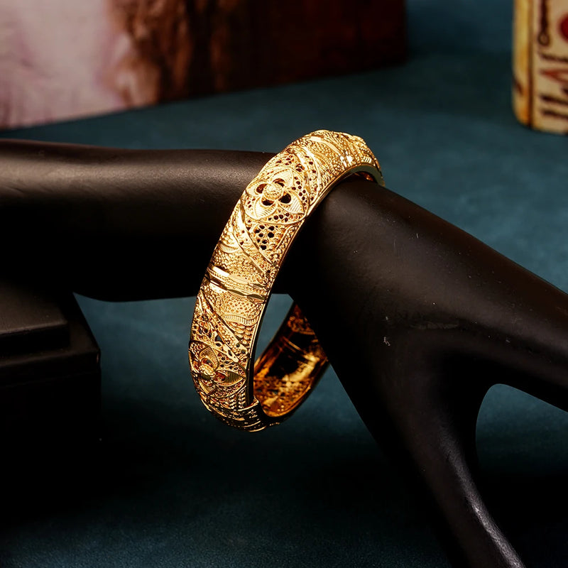 24K Plated Copper Bangles Open Cuff Bracelets