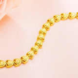 24K Plated Cuban Love Heart Pendant Bracelets for Women