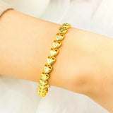 24K Plated Cuban Love Heart Pendant Bracelets for Women