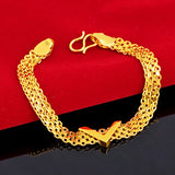 24K Plated Cuban Victory Pendant Bracelets for Women Men Link Chains