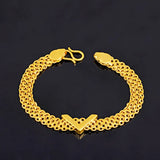 24K Plated Cuban Victory Pendant Bracelets for Women Men Link Chains