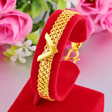 24K Plated Cuban Victory Pendant Bracelets for Women Men Link Chains