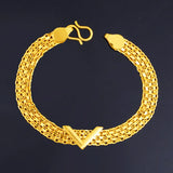 24K Plated Cuban Victory Pendant Bracelets for Women Men Link Chains
