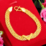 24K Plated Cuban Victory Pendant Bracelets for Women Men Link Chains