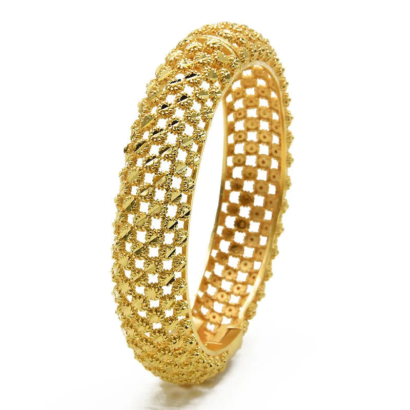 24K Plated Dubai Open Bracelet Wedding Jewelry