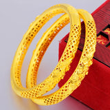 24K Plated Hollow Out Bracelet Bangle for Women Jewelry
