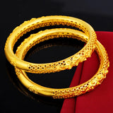 24K Plated Hollow Out Bracelet Bangle for Women Jewelry