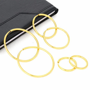 24K Plated Hoop Earrings For Women 20/30/40mm Round Circle Ear Hook